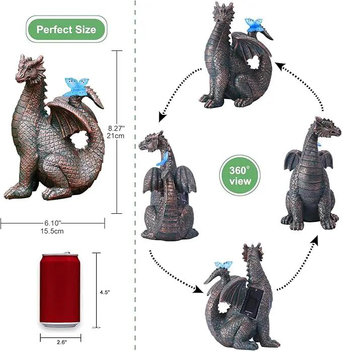Garden Decor Solar Dragon Statues: Outdoor Sculptures with Glowing Butterfly for Lawn Ornaments Yard Art Porch Patio Balcony - Gifts for Mom Grandma Women by GreenHaven Gardens