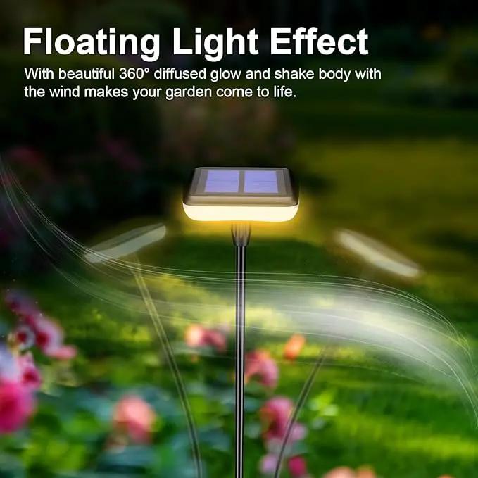 Solar Swaying Lights 4 Pack,Solar Path Lights Warm White LED Square,High Flexible Wire and Large Light Source P67 Waterproof, Solar Powered Suitable for Pathway Flower Pots Balcony Terrace Decoration by GreenHaven Gardens