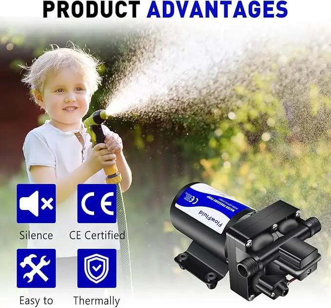 Water Pressure Booster Diaphragm Pump 110V AC for House,70PSI 5GPM Water Transfer Pump with Plug,On Demand 4-Chamber Self-Priming Water Pump with Filter for Bathroom Kitchen Irrigation Spray by GreenHaven Gardens
