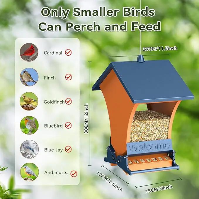 Wildpark Squirrel Proof Bird Feeders for Outdoors, 5LB Metal Hanging Feeders, Large Wild Feeders for Cardinals, Chickadees, Durable Backyard Feeders-One in Orange by GreenHaven Gardens