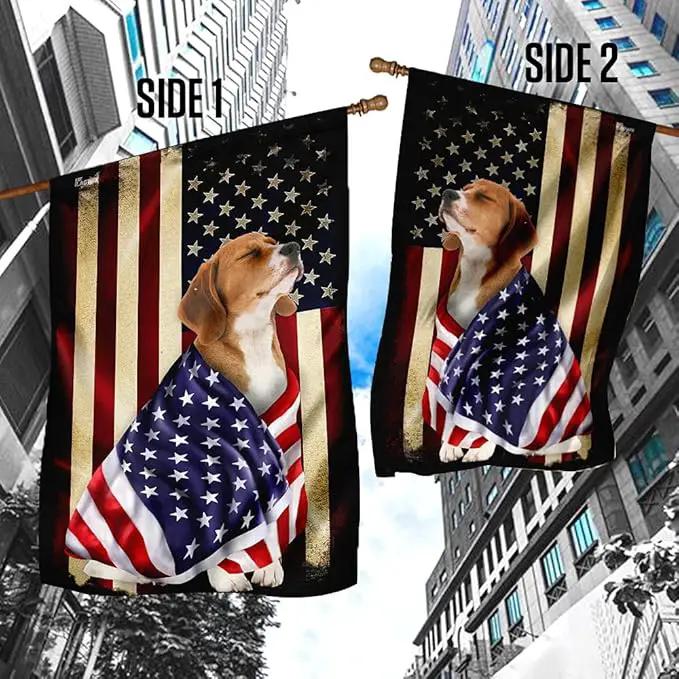 FLAGWIX Beagle Flag - Outdoor Beagle Decorations, 29.5" x 39.5" House Flag For Porch, Patio, Wall Decor, Heavy-duty Canvas American with Beagle Garden Home Décor Double Sided by GreenHaven Gardens