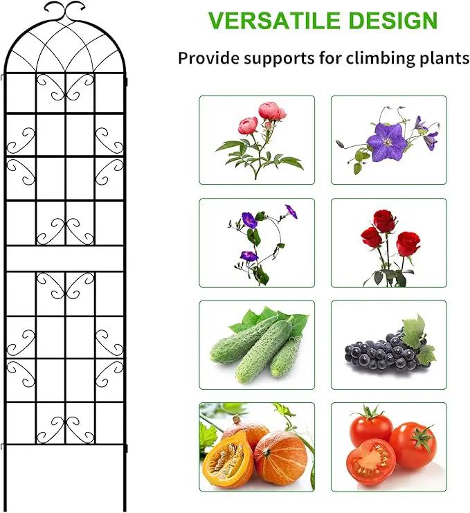 LZRS 4 Pack 87x20in Rustic Iron Arch Decoration Garden Trellis with Black Metal Coating – Perfect for Supporting Climbing Plants Outdoor, Roses, Vines, Flowers, and Vegetables. by GreenHaven Gardens