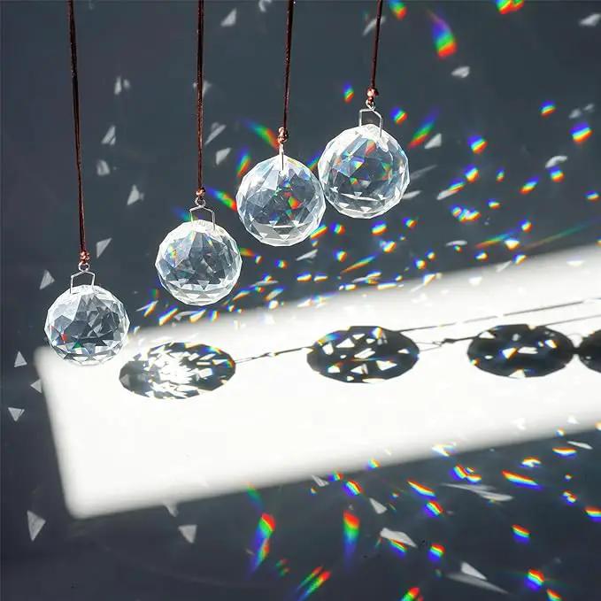 HDCRYSTALGIFTS 4 Pack 40MM Clear Crystal Prism Ball Suncatchers Rainbow Pendants Maker, Hanging Crystals Chandelier Prisms for Windows Home Decoration by GreenHaven Gardens