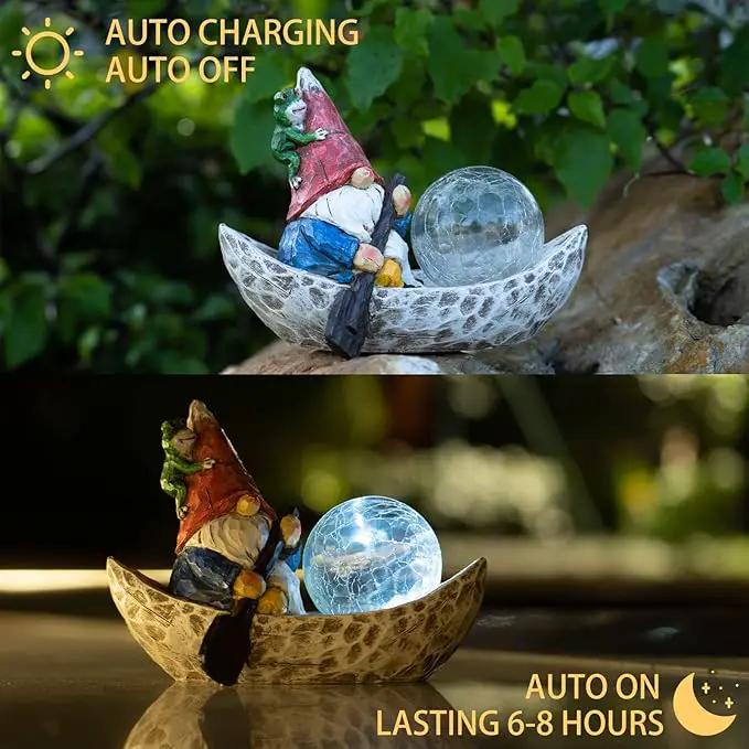 Garden Gnome Statue,Solar Gnomes Figurine,Outdoor Gnome Decor,Gnomes Decorations for Yard with Solar Light,Gnome Sculptures for Patio Lawn Ornaments by GreenHaven Gardens