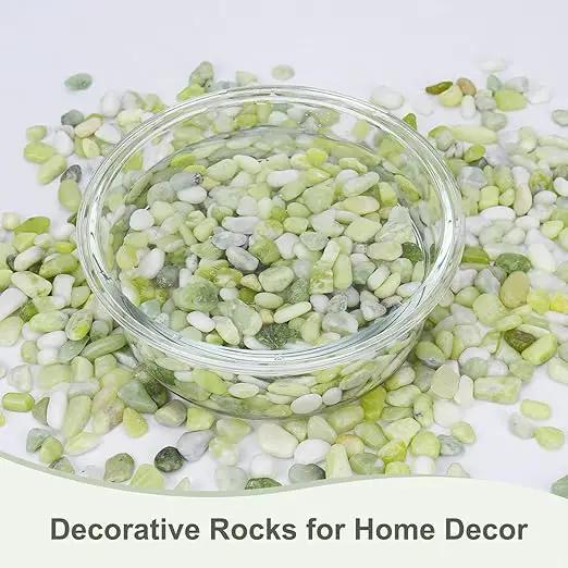 2.5 lbs Jade Pebbles for Indoor Plants, Decorative Pebbles for Bamboo, Vase, 3/8" Plant Gravel for Pots Indoor, Highly Polished Small River Rocks by GreenHaven Gardens