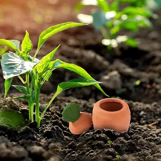 Terracotta Watering Spikes 4 Pcs – Eco Self‑Watering Stakes for Wine Bottles, Slow‑Release Watering System for House & Garden by GreenHaven Gardens