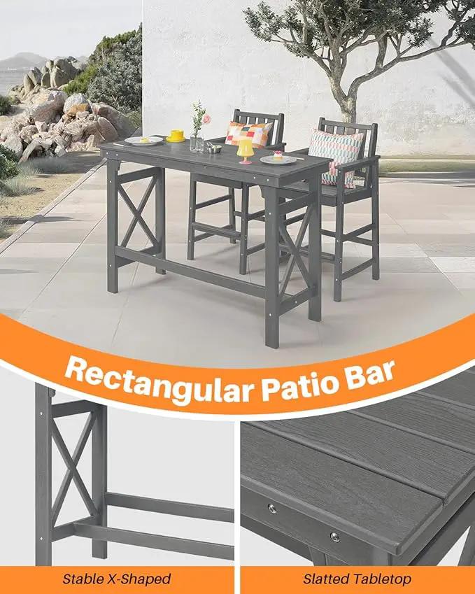 41" Outdoor Bar Table, HDPE Adirondack Outdoor Bar Table, All Weather Outside Bar Counter Height Tables Balcony Furniture, HDPE Patio Bar Tables for Bistro, Deck, Porch, Poolside, Smoke Gray by GreenHaven Gardens