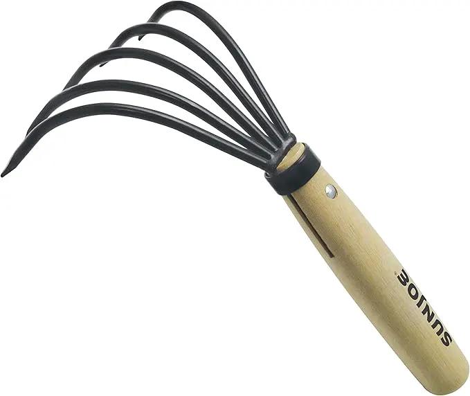 Nisaku by Sun Joe NJP555 Kumade Gohondume 5 Tine Claw Rake and Cultivator 4.75-Inch Width, Japanese Carbon Stainless Steel Prongs by GreenHaven Gardens