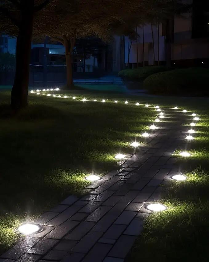Biling Solar Ground Lights Outdoor 8 Packs, Bright 12 LEDs Solar Lights Outdoor Waterproof, Flat Landscape Lights Solar Powered for Yard Walkway Garden Driveway (White) by GreenHaven Gardens