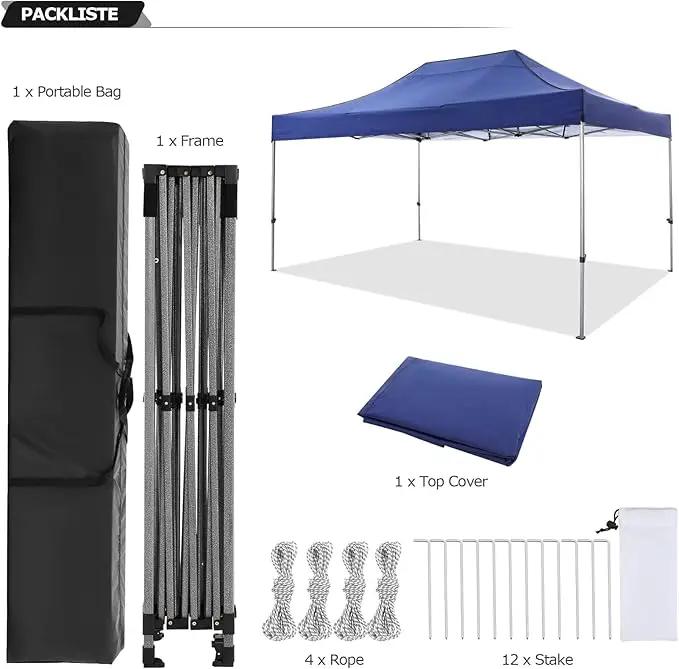COBIZI 10x15 Heavy Duty Pop up Canopy Tent Easy Up Commercial Outdoor Canopy Wedding Party Tents for Parties All Season Wind & Waterproof Gazebo with Carry Bag, Dark Blue(Frame Thickened) by GreenHaven Gardens