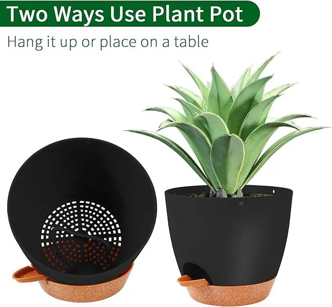 GARDIFE Hanging planters for Indoor Plants, 8 inch Hanging Planter, Self Watering Plant Pot, 2 Pack self Watering Hanging Planter, Black by GreenHaven Gardens