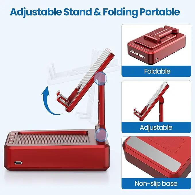 Jteman Portable Phone Stand with Speaker Bluetooth Wireless,Gifts for Men Women,Birthday for Women,Kitchen Gadgets for Men,Phone Holder for Desk - Red by GreenHaven Gardens