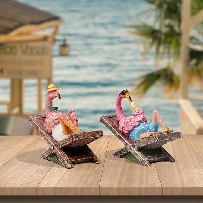 MUAMAX Pink Flamingo Garden Statues Flamingo Ornaments Small Flamingo Statue Summer Tropical Coastal Desk Decor Yard Art Ornament Housewarming Gifts Outdoor Patio Lawn Decorations by GreenHaven Gardens