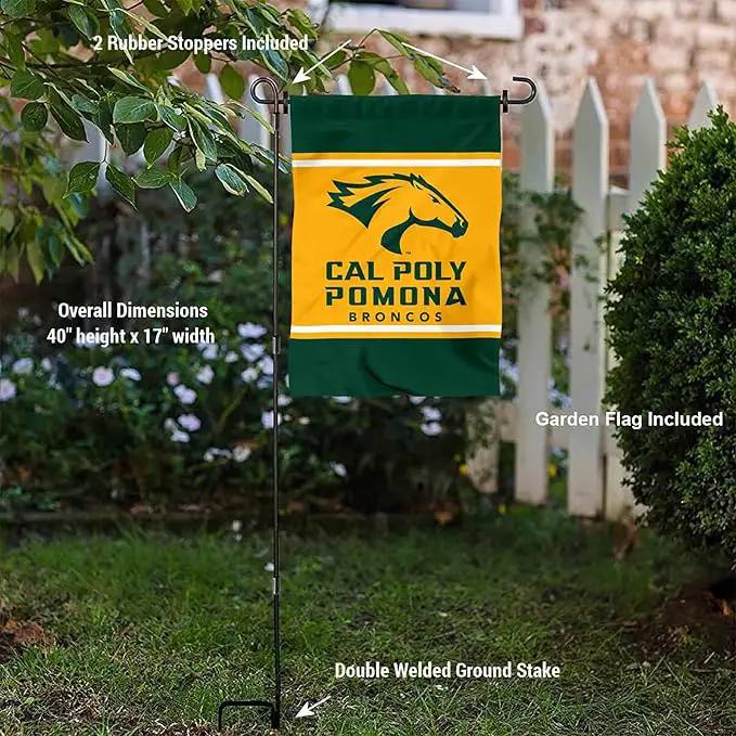 College Flags & Banners Co. Cal Poly Pomona Broncos Garden Flag with Stand Holder by GreenHaven Gardens