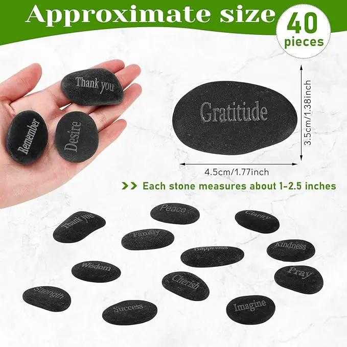 Fabbay Engraved Inspirational Stones Encouragement Motivational Rocks with Words Garden Positive Gift for Christmas Thanksgiving(Black,40 Pcs) by GreenHaven Gardens