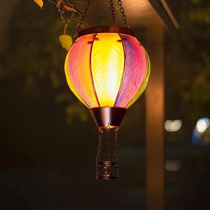Solar Hot Air Balloon Lantern with Flame Outdoor Lights, Solar Lantern Gardening Gifts for Mom Grandmom, Hanging Hot Air Balloon Lights Outdoor Waterproof Decor for Patio by GreenHaven Gardens