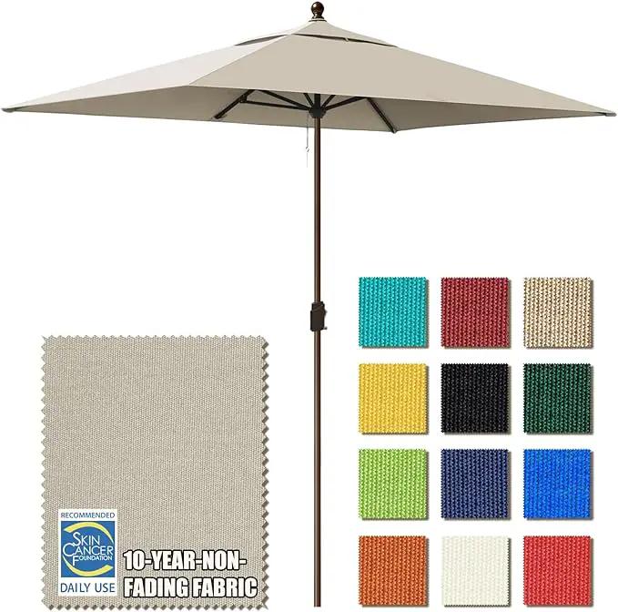 EliteShade USA 10-Year-Non-Fading 6.5x10Ft Rectangular Market Umbrella Patio Umbrella Outdoor Table Umbrella with Ventilation, Antique Beige by GreenHaven Gardens