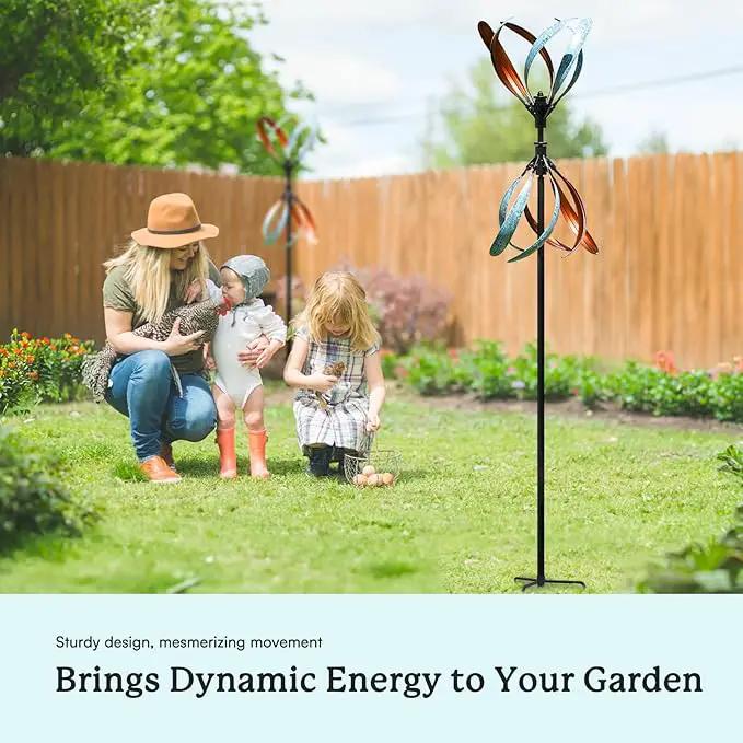 Wind Spinners Outdoor – Metal Large Wind Spinner with Stake for Yard and Garden, Garden Wind Sculptures & Spinners, Ideal Gift for Family (13'' W x 70.5'' H) by GreenHaven Gardens
