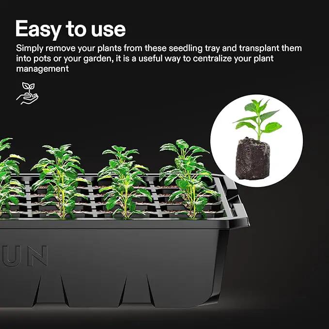 VIVOSUN 6-Pack Seed Starter Trays, 240-Cell Seed Starter Kit with 2 Set of LED Lights, 3.6" Higher Cover, Adjustable Vents, Drainage Holes, Green Propagation Tray for Planting Seed, 40 Cells x 6 Packs by GreenHaven Gardens