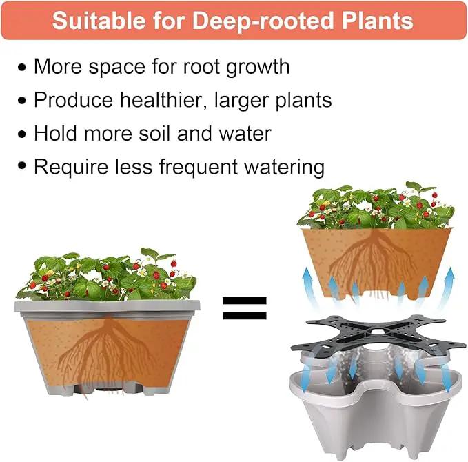 Vertical Planter 7 Tier Stackable Planters Garden Planters Strawberry Herb Flower and Vegetable Planter Indoor Outdoor Gardening Pots with Removable Wheels and Tools 2-Pack by GreenHaven Gardens