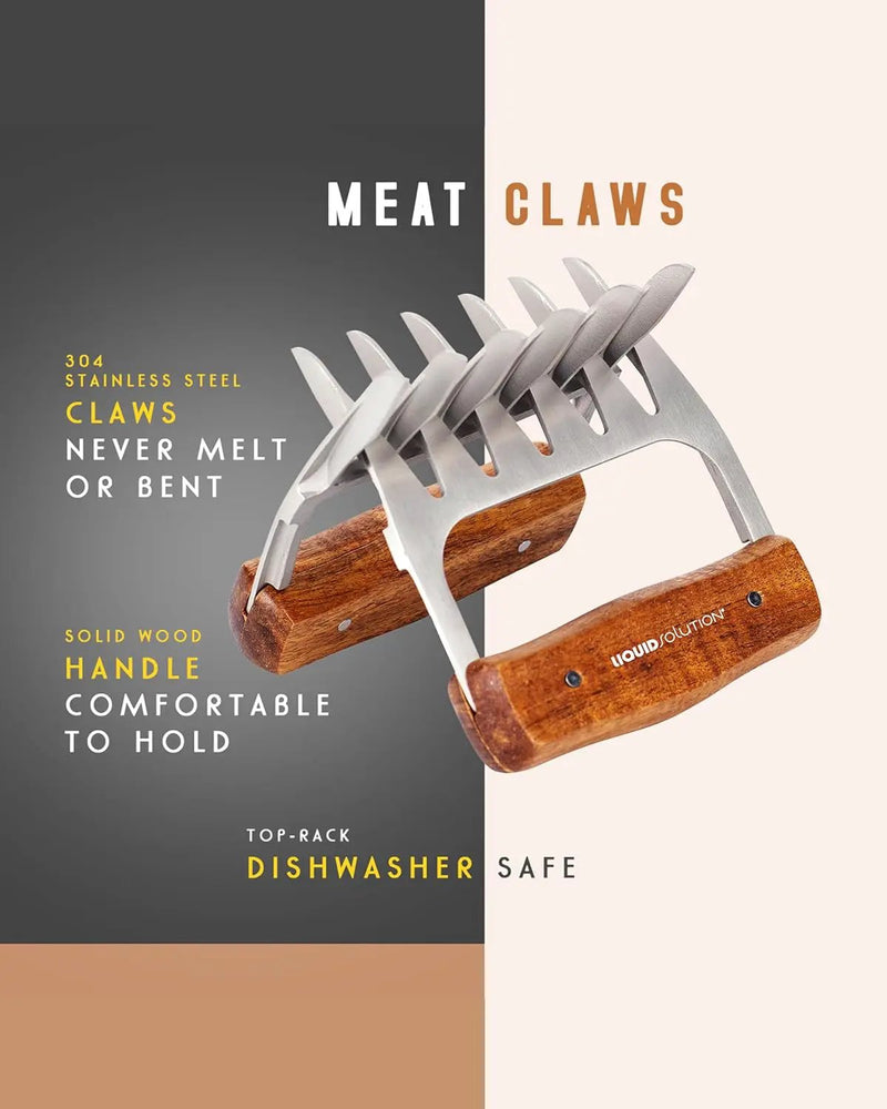 Premium 18/8 Stainless Steel Meat Shredder Claws with Wooden Handles: Effortlessly Shred, Pull, and Serve Pork, Turkey, Chicken, and Brisket! by GreenHaven Gardens