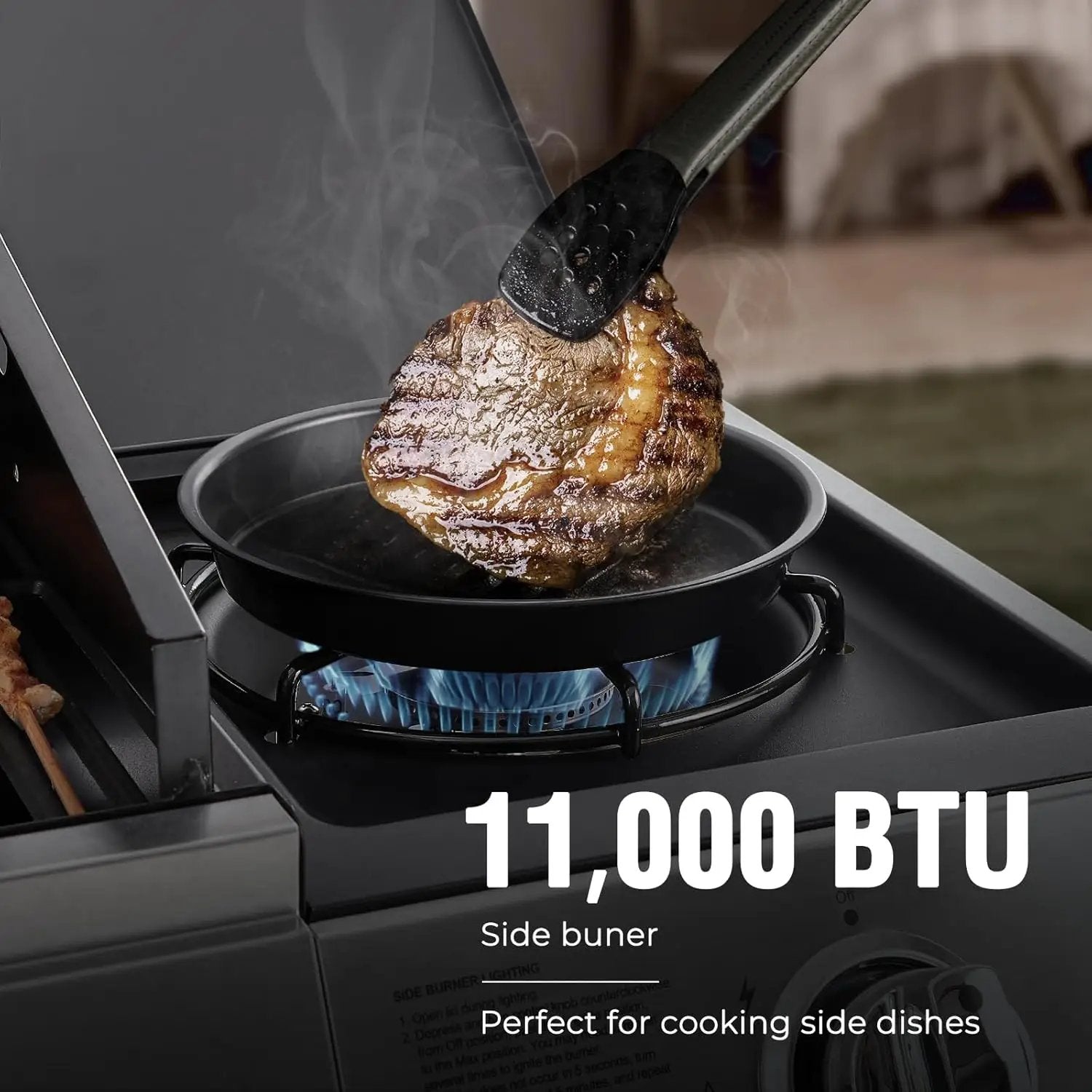 4 Burners Gas Grill with Side Burner, Propane Grill with Wheels and Storage, Outdoor Gas BBQ with Oil Tray and Thermometer for Patio and Party, 49200 BTU by GreenHaven Gardens