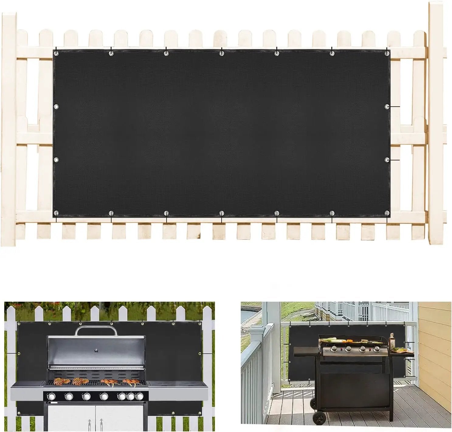 Grill Heat Shield and Deck Protector Mat, Fireproof BBQ Backing Screen for Fence and Railing Heavy Duty Black 3'x6' by GreenHaven Gardens
