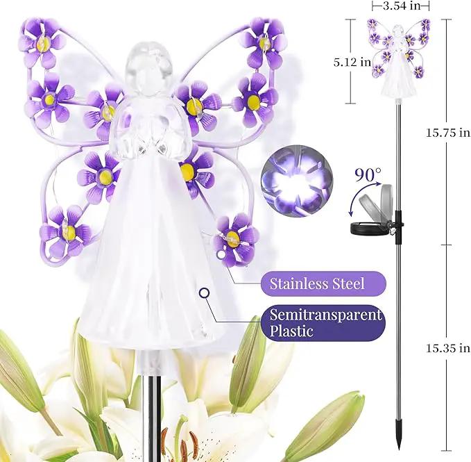 GIGALUMI Solar Angel Garden Stake Lights - 4 Pack Angel Solar Lights Outdoor Garden, Eternal Light Angel with 7 LEDs for Cemetery Grave Decorations, Memorial Gift, Christmas Yard Art, Sympathy Gift by GreenHaven Gardens
