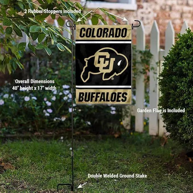 College Flags & Banners Co. Colorado Buffaloes Garden Flag with Stand Holder by GreenHaven Gardens