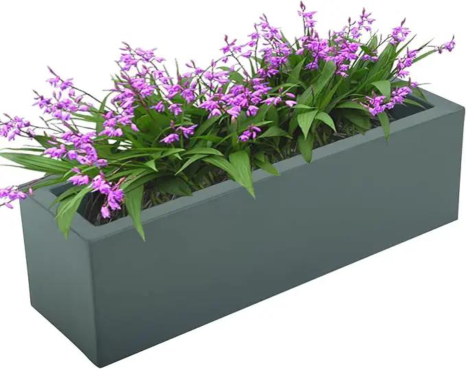 15 INCH Metal Railing Planter Boxes - Hanging Planter for Outdoor Balcony Fence, Durable All-Weather Use with Adjustable Brackets, Modern Décor for Flowers, Succulents, Hanging Plants, Grey by GreenHaven Gardens