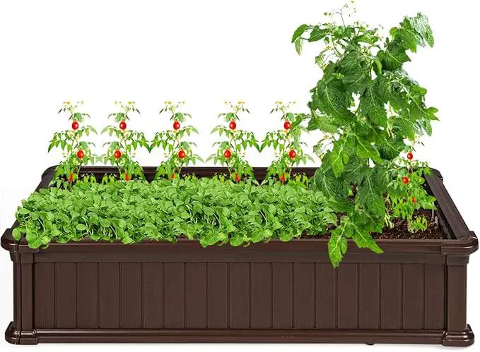 Giantex Raised Garden Bed, Planter for Flower Vegetables, Outdoor Plant Box Patio Backyard, Easy Assembly (48''Lx24''Wx12''H, Brown) by GreenHaven Gardens