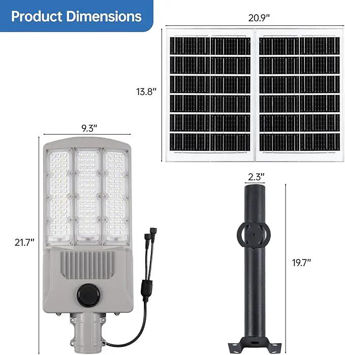 11000W Solar Street Light Outdoor with Dual Solar Panels IP65 Waterproof – 650,000LM 3-Sided LED Lights, 144pcs LEDs, 50000mAh Battery, Motion Sensor, Dusk to Dawn for Parking Lot, Yard,Garden by GreenHaven Gardens