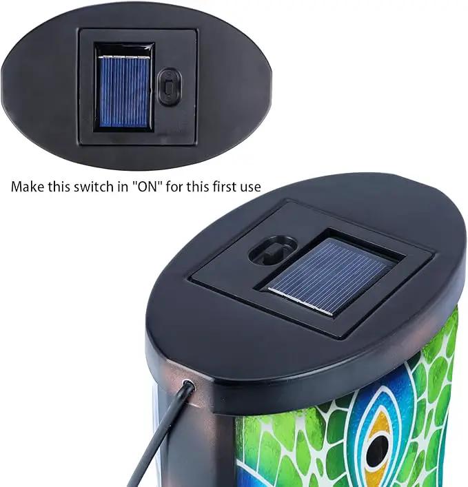 Hanging Solar Lantern Outdoor Waterproof Peacock Solar Lights Glass Tabletop Decorative Lamp for Outdoor Patio Garden Outside Yard Decor by GreenHaven Gardens