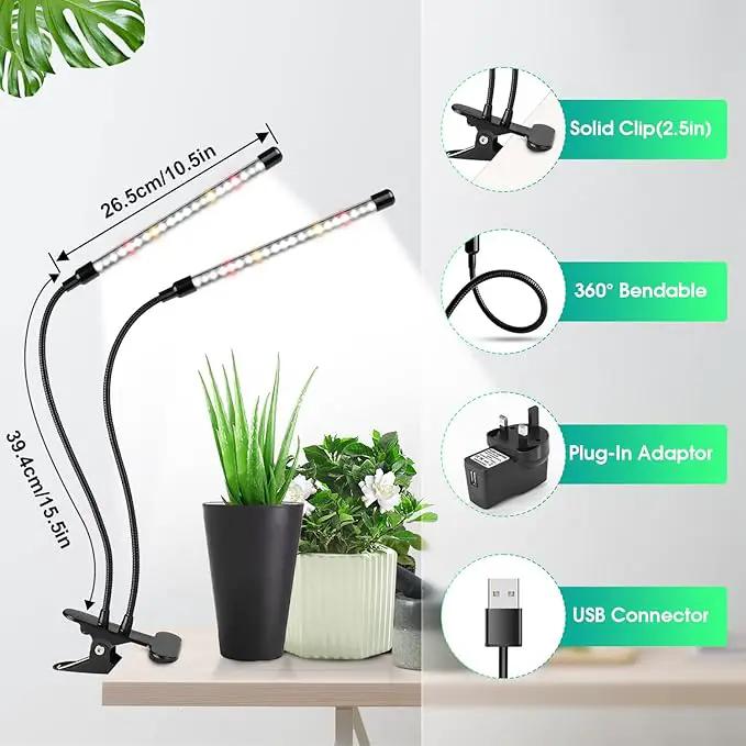 Wolezek Grow Lights for Indoor Plants, 2 Pack 6000K LED White Plant Grow Lights Indoor, Full Spectrum Grow Lamp with Clip, Auto ON & Off Timer 6/12/16H, 3 Modes, 5-Level Dimmable Brightness by GreenHaven Gardens