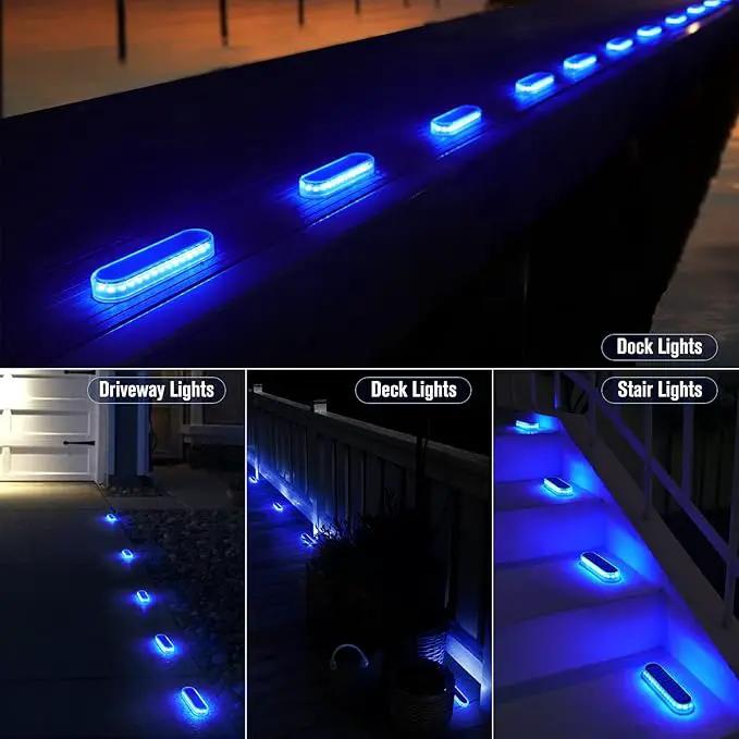 Honalia Solar Dock Lights Outdoor Waterproof IP68, Driveway Lights Solar Powered 6 Pack, Blue Solar Deck Lights Warning Concrete Step Lights for Driveway Deck Stairs Marine Dock Runway by GreenHaven Gardens