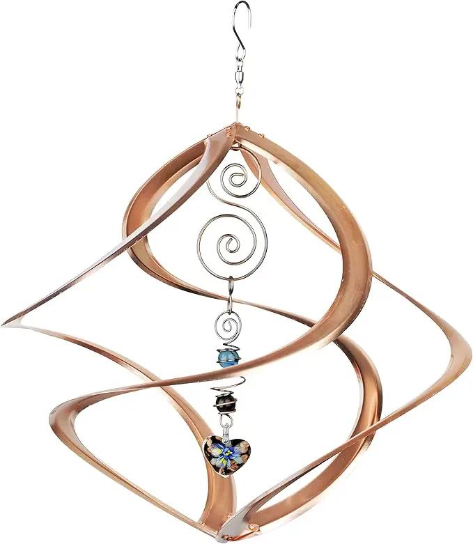Red Carpet Studios 31042 Cosmix Wind Spinner Double Helix, Copper W/Heart Crystal, 14 Inch by GreenHaven Gardens