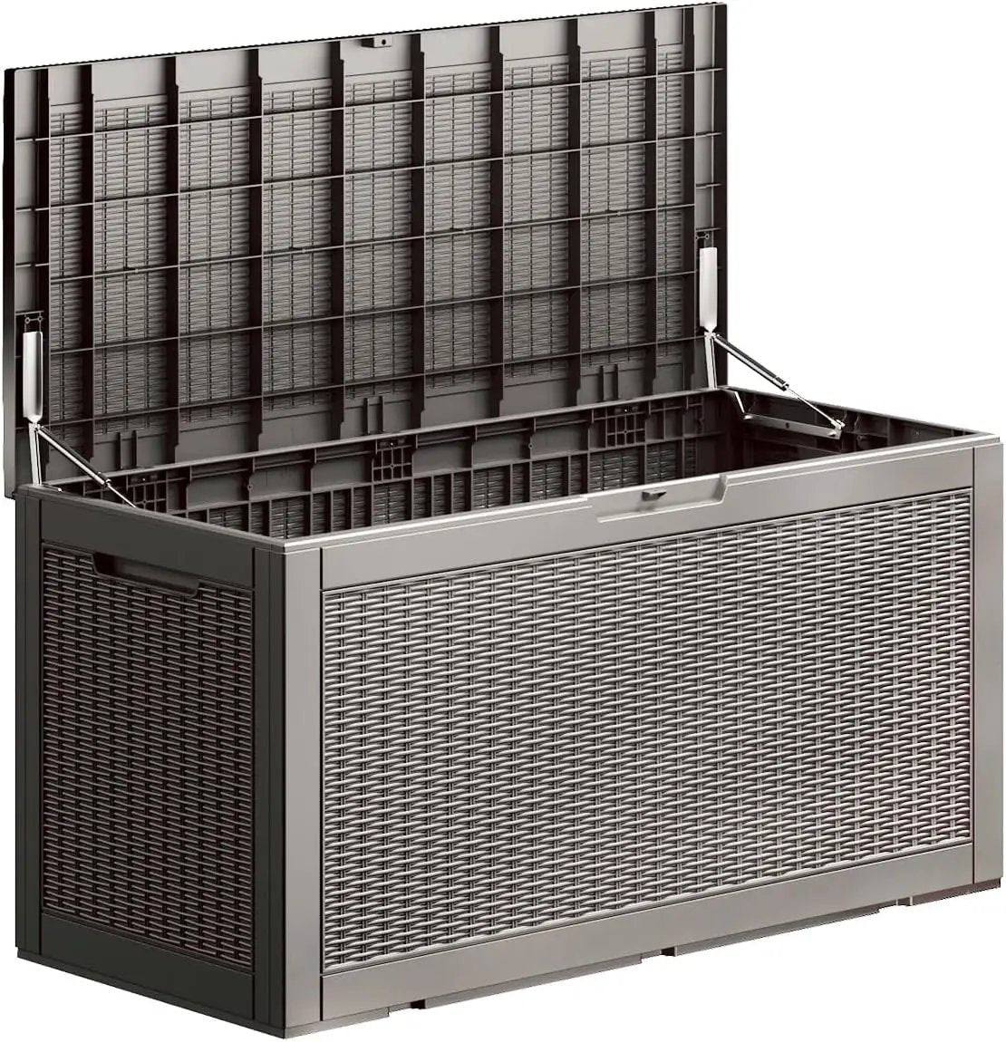 100 Gallon Waterproof Deck Box, Lockable Resin Storage Box for Patio Furniture Cushions Garden Tools and Outdoor Delivery Storage, Coffee by GreenHaven Gardens