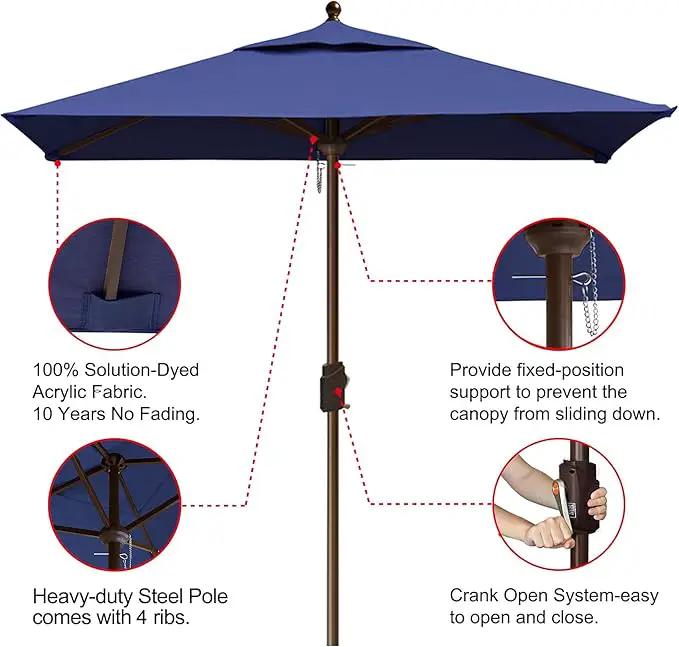 EliteShade USA 10-Year-Non-Fading 6x6Ft Square Market Umbrella Patio Outdoor Table Umbrella with Ventilation, Navy Blue by GreenHaven Gardens