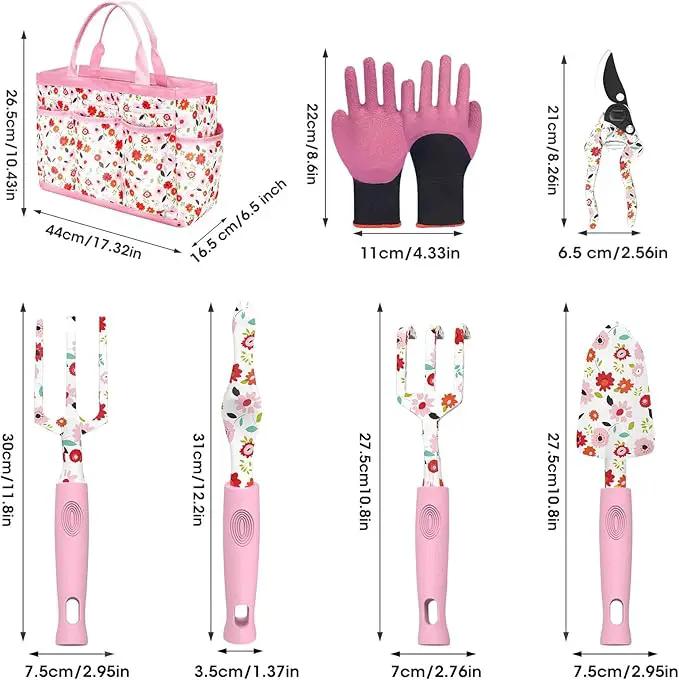 Gardening Gifts for Women, MQJIAZHI Gardening Tools for Women, Garden Tool Set, Floral Gardening Hand Tools with Garden Tools Bag, Heavy Duty Gardening Kit Women Gifts for Mom, Girlfriend (Pink) by GreenHaven Gardens