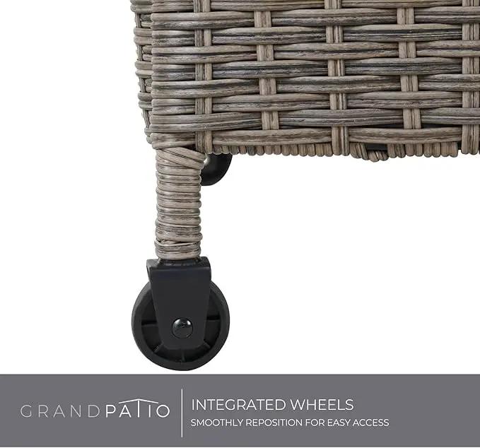 Grand patio 170 Gallon Deck Storage Box Deck Box Outdoor Storage Box Indoor Wicker Storage Bin Patio Storage Box for Patio Furniture Cushions Garden Tools Pool Accessories, Light Brown by GreenHaven Gardens