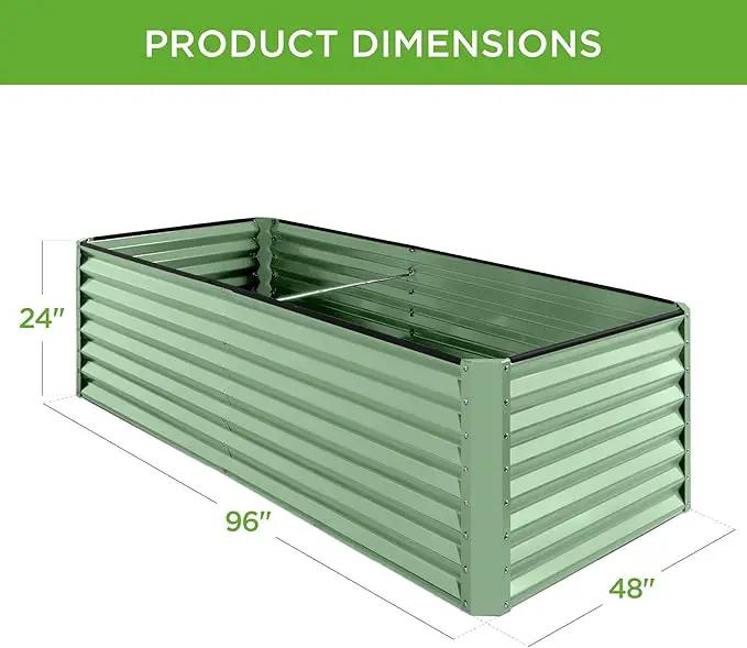 Best Choice Products 8x4x2ft Outdoor Metal Raised Garden Bed, Deep Root Planter Box for Vegetables, Flowers, Herbs, and Succulents w/ 478 Gallon Capacity - Sage Green by GreenHaven Gardens