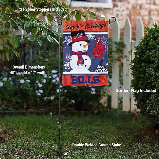WinCraft Buffalo Bills Holiday Snowman Garden Flag and Flagpole Mount by GreenHaven Gardens