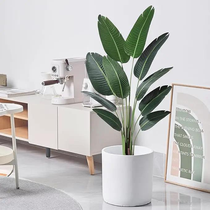 11 Inch Pot for Plants, Large Cement Planter with Drainage Hole, Mid-Century Modern Concrete Flower Pots for Home Decor, Office & Outdoor (White) by GreenHaven Gardens