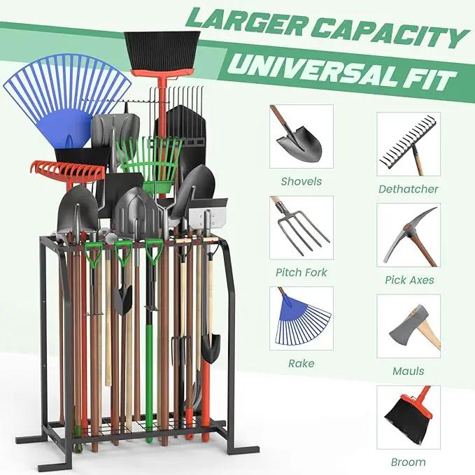 Trieez Extra Large Garden Tool Organizer for Garage, NEVER FALL OVER - Yard Tool Organizer Garage for Organization and Storage, Tool Rack for Shed, Outdoor, Tool Stand by GreenHaven Gardens