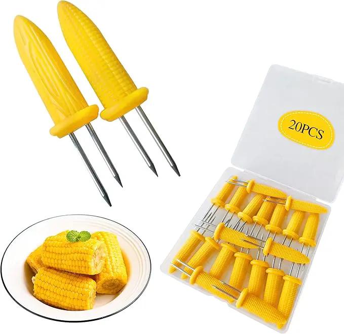 Corn on The Cob Holders, Stainless Steel Heat Resistant Non Slip Barbecue Corn Prongs Skewers for BBQ, Cooking, Birthday Party (20,3.54IN) by GreenHaven Gardens