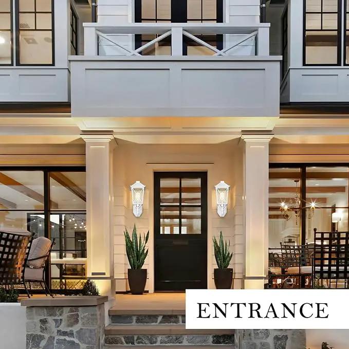 Darkaway Outdoor Wall Light Fixture,2pcs Outside Porch Lights Wall Mounted Seeded Glass Exterior Waterproof Lantern Modern E26 Socket Wall Sconce Lighting for Front Door Yard Patio by GreenHaven Gardens