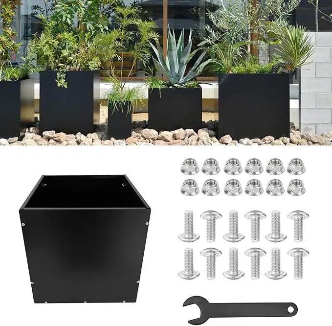 Heavy Duty Steel Planter Box (16"x16"x16"),Square Tall Planter Modern Detached for Indoor & Outdoor Planters Cube,Black Flower Plant Pot for Commercial Residential for Patio Deck & Backyard by GreenHaven Gardens