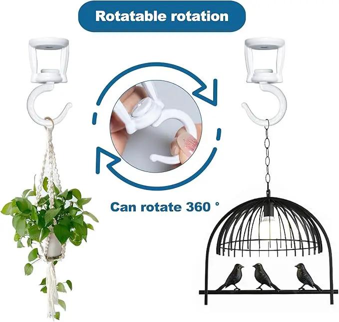 Ceiling Hooks for Hanging Plants (2 PCS),White, Heavy Duty Metal Plant Hooks for Ceilings, Screw-in Hooks for Hanging Birdfeeders, Lamps, Planters, Outdoor Decorative Hooks up to 33 lbs. by GreenHaven Gardens