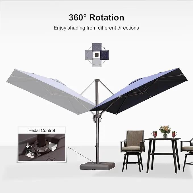 PURPLE LEAF 8 Feet Cantilever Patio Umbrella Square Umbrella with 360° Rotation and Aluminum Offset Hanging Outdoor Umbrella for Pool Garden Backyard Deck, Navy Blue by GreenHaven Gardens