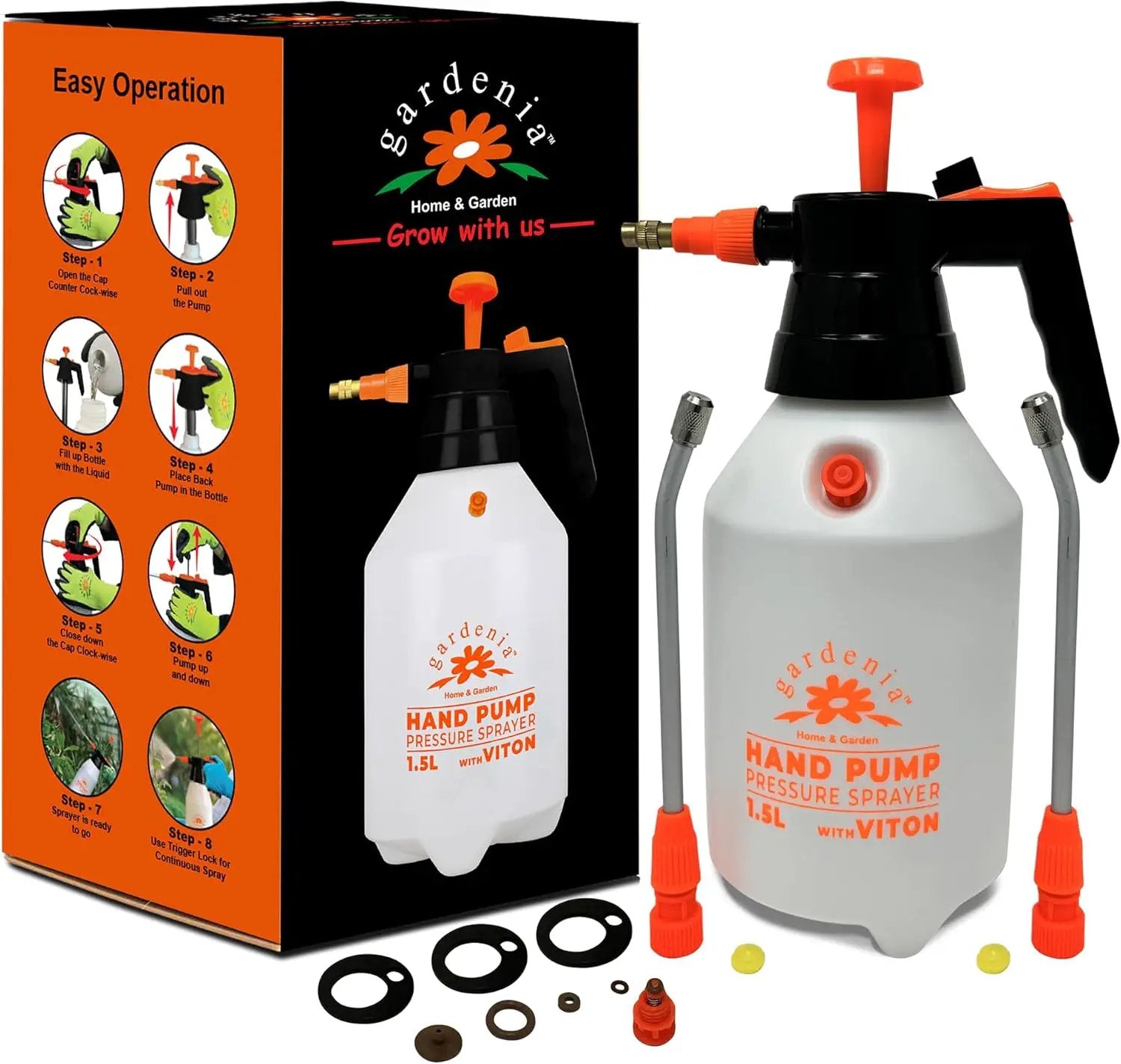 Handheld Pumping Sprayer Viton Seals Sprayers in Lawn and Garden, Spray Bottles for Cleaning Chemical Sprayer Continuous Spray Bottle for Plants 1.5L Plus (0.4 Gal/51oz) by GreenHaven Gardens